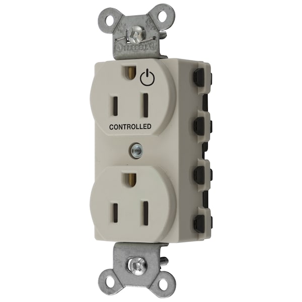 Hubbell Wiring Device-Kellems Straight Blade Devices, Receptacles, Duplex, SNAPConnect, Split Circuit, Half Controlled, 15A 125V, 2-Pole 3-Wire Grounding, Nylon, Light Almond - SNAP5262C1LA