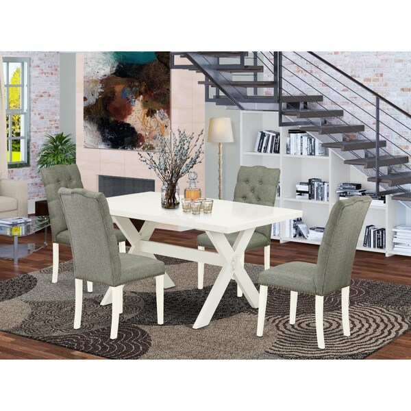 East West Furniture 5 Piece X-Style Modern Dining Table Set - Gray - X026EL207-5