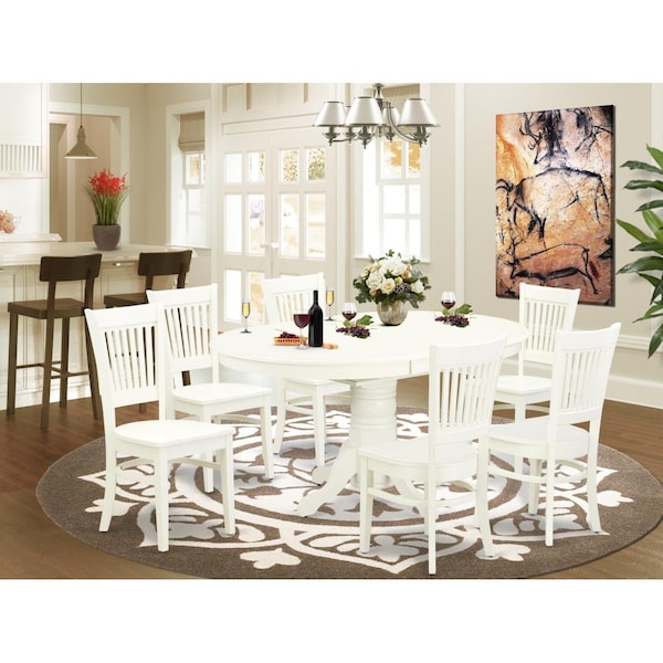East West Furniture 7 Piece Avon Kitchen Table Set - Linen White - AVVA7-LWH-W