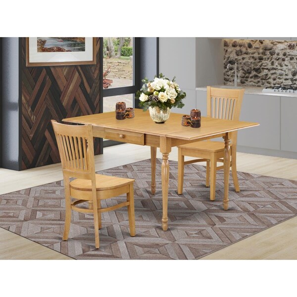 East West Furniture 3 Piece Monza Dining Kitchen Table Set - Oak - MZVA3-OAK-W