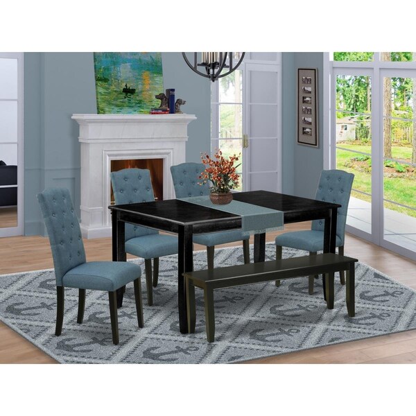 East West Furniture 6 Piece Dudley Dining Set - Black - DUCE6-BLK-21