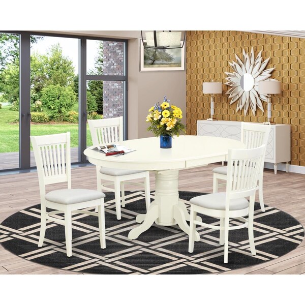 East West Furniture 5 Piece Avon Dinette Room Set - Linen White - AVVA5-LWH-C