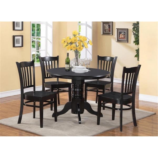 East West Furniture 3 Piece Shelton Round Table and 2 Groton Chairs, 3PK - SHGR3-BLK-W