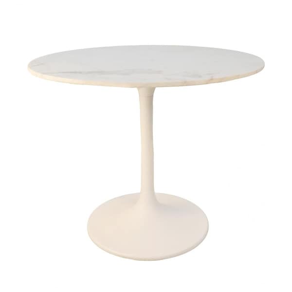 Guest Room 36 in. Enzo Round Marble Top Dining Table White Top with White Base - GU3288219