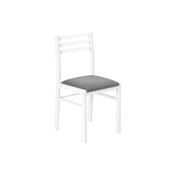 Monarch Specialties Dining Table Set, 3pcs Set, Small, 35 in. Drop Leaf, Kitchen, White Metal And Laminate, Grey Fabric - I 1011