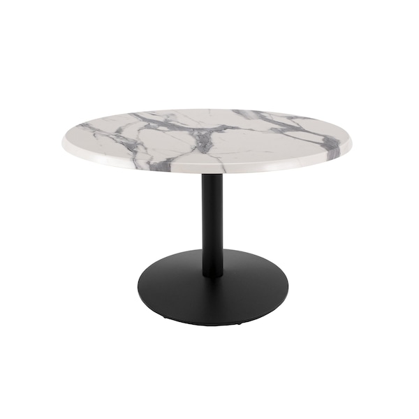 Holland Bar Stool Co 30" Tall OD214 Black Table Base 22" Diameter 36" Diameter White Marble Top by the HollBar Stool Co. - OD214-2230BWOD36RWM