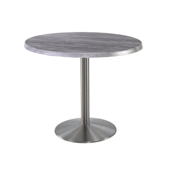 Holland Bar Stool Co 36" Tall OD214 Stainless Steel Table Base 22" Diameter 36" Diameter Greystone Top - OD214-2236SSOD36RGRYSTN