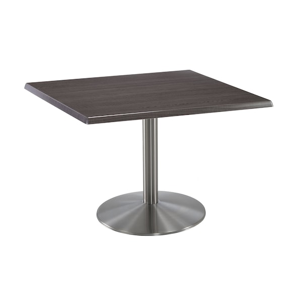 Holland Bar Stool Co 30" Tall OD214 Stainless Steel Table Base 22" Diameter 36"x36" Square Charcoal Top - OD214-2230SSOD36SQCHAR