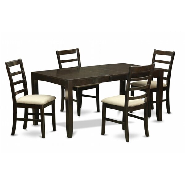 East West Furniture 5 Piece Dining Table Set For 4-Table With Leaf and 4 Chairs For Dining Room - LYPF5-CAP-C