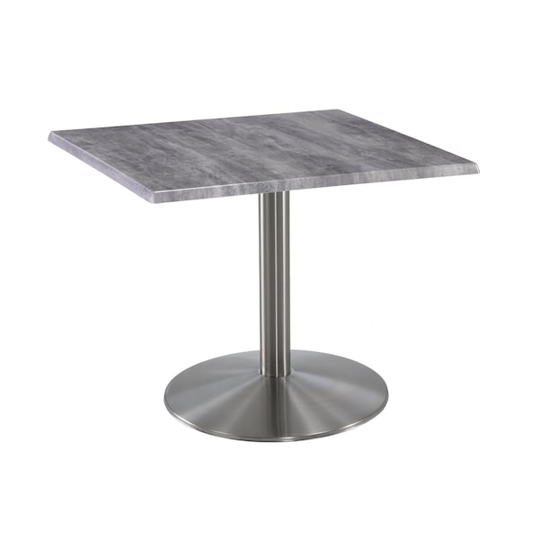 Holland Bar Stool Co 30" Tall OD214 Stainless Steel Table Base 22" Diameter 30"x30" Square Greystone Top - OD214-2230SSOD30SQGRYSTN