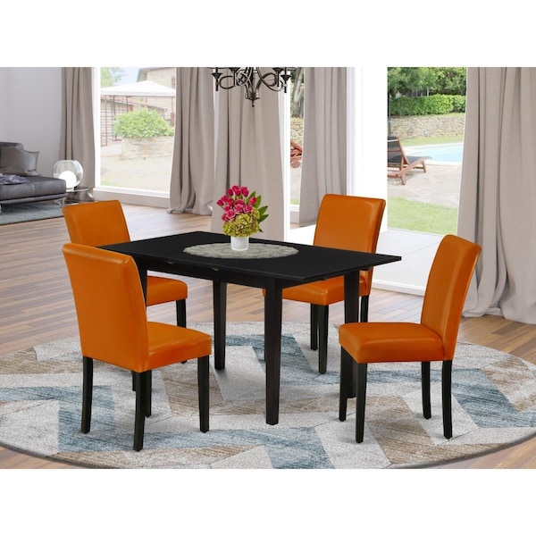 East West Furniture 5 Piece Norfolk Modern Dining Table Set - Black - NOAB5-BLK-61