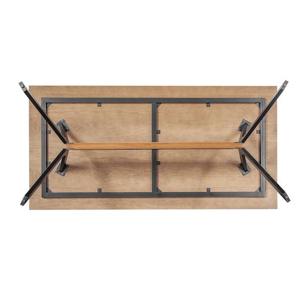 Armen Living Nevada Rustic Oak Wood Trestle Base Dining Table in Balsamico - LCNVDIBAL