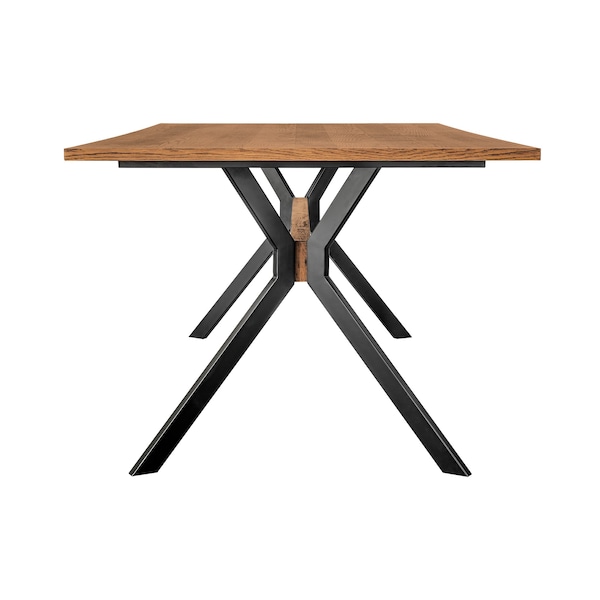 Armen Living Nevada Rustic Oak Wood Trestle Base Dining Table in Balsamico - LCNVDIBAL