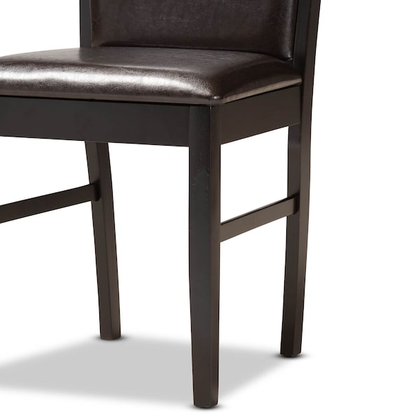 Baxton Studio Ancel Dark Brown Upholstered and Dark Brown Wood 5-Piece Dining Set - 169-8031-10902