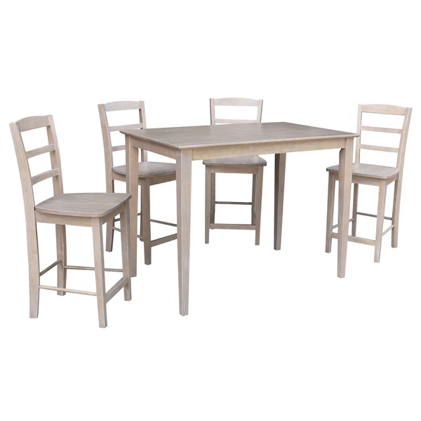 International Concepts Rectangle 30X48 Counter Ht Dining Table, 4 Madrid Counter Ht Stools, Gray Taupe, 30 in W, 48 in L - K09-3048-S402-4