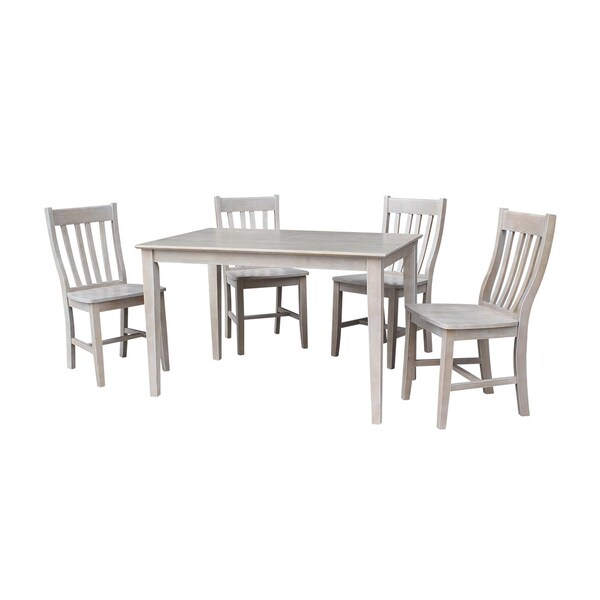 International Concepts Rectangle 30X48 Dining Table with 4 Cafe Chairs, Washed Gray Taupe, 30 in W, 48 in L, 30 in H, Wood - K09-3048-C61-4
