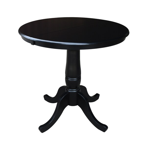 International Concepts Round 36 in Rd Top Pedestal Table, 12 in Leaf, 28.9 inH, Dining Height, Black, 36 in W, 48 in L - K46-36RXT
