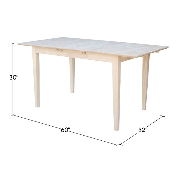 International Concepts Rectangle Table with Butterfly Extension, Unfinished, 32 in W, 48 in L, 30 in H, Wood, Unfinished - K-T32X-30S