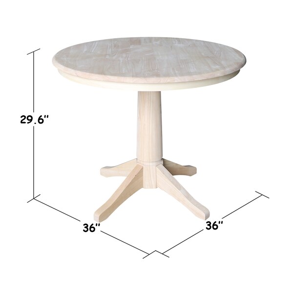International Concepts Round 36 in Round Top Pedestal Table, 28.9 inH, Unfinished, 36 in W, 36 in L, 29.9 in H, Wood - K-36RT-27B