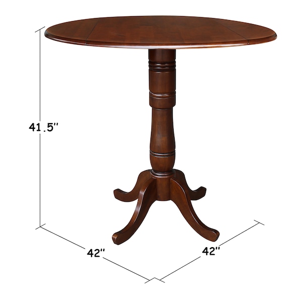 International Concepts Round 42 in Round Dual Drop Leaf Pedestal Table, 41.5 inH, Espresso, 42 in W, 42 in L, 41.5 in H - K581-42DPT-6B-2