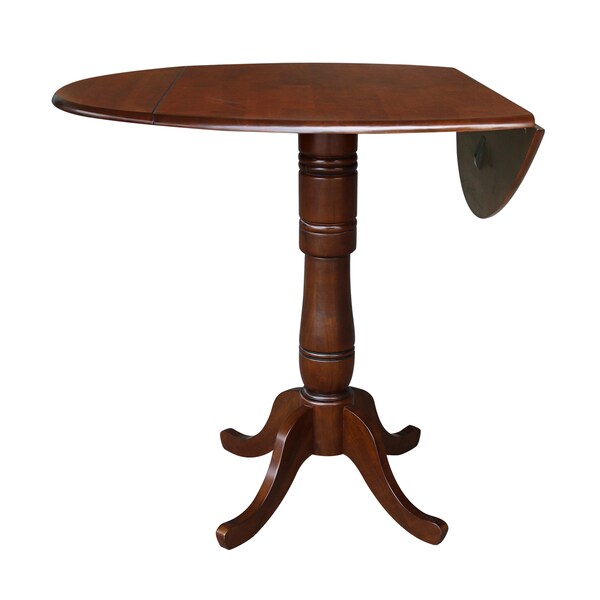 International Concepts Round 42 in Round Dual Drop Leaf Pedestal Table, 41.5 inH, Espresso, 42 in W, 42 in L, 41.5 in H - K581-42DPT-6B-2