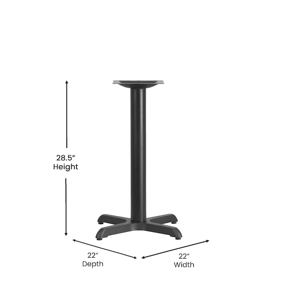 Flash Furniture Restaurant Table X-Base with 3" Dia. Tab, 22" W, 22" L, 28.5" H - XU-T2222-GG