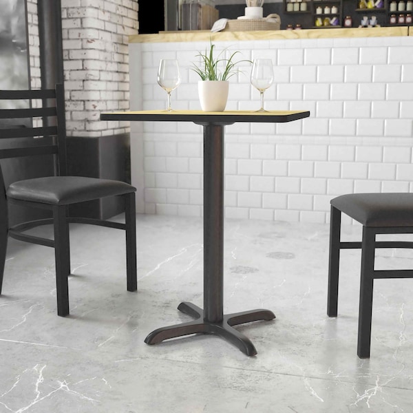 Flash Furniture Restaurant Table X-Base with 3" Dia. Tab, 22" W, 22" L, 28.5" H - XU-T2222-GG