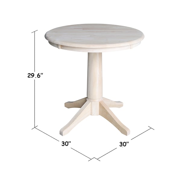 International Concepts Round 30 in Round Top Pedestal Table, 28.9 inH, Unfinished, 36 in W, 36 in L, 29.9 in H, Wood - K-30RT-27B