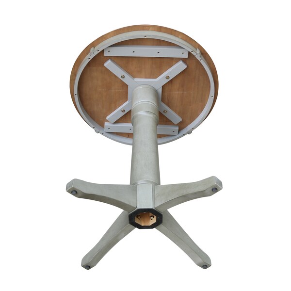 International Concepts Round 30 in Rd Top Pedestal Table, Counter Height, Hickory/Stone, 30 in W, 30 in L, 35.9 in H, Wood - K41-30RT-27B-6B