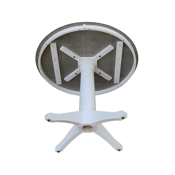 International Concepts Round 36 in Rd Top Ped Table, Dining Ht, White/Heather Gray, 36 in W, 36 in L, 29.9 in H, Wood - K05-36RT-27B