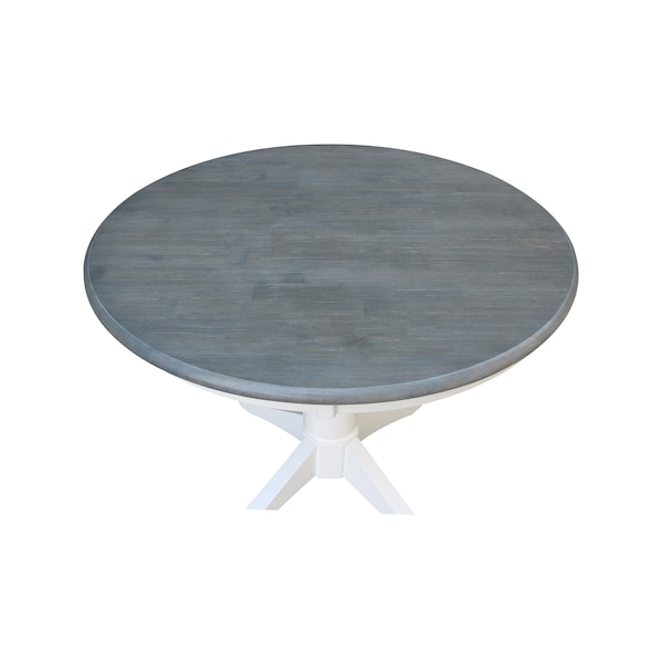 International Concepts Round 36 in Rd Top Ped Table, Dining Ht, White/Heather Gray, 36 in W, 36 in L, 29.9 in H, Wood - K05-36RT-27B