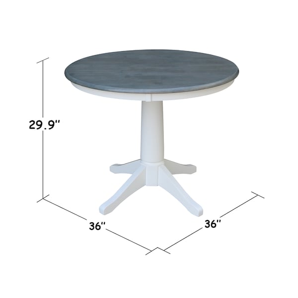 International Concepts Round 36 in Rd Top Ped Table, Dining Ht, White/Heather Gray, 36 in W, 36 in L, 29.9 in H, Wood - K05-36RT-27B