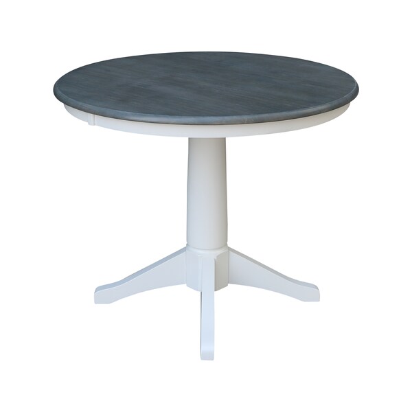 International Concepts Round 36 in Rd Top Ped Table, Dining Ht, White/Heather Gray, 36 in W, 36 in L, 29.9 in H, Wood - K05-36RT-27B
