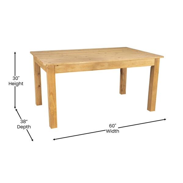 Flash Furniture Rectangle 38 in W, 60 in L, 30 in H, Pine Wood, Pinus Glabra, Light Natural - XA-F-60X38-LN-GG