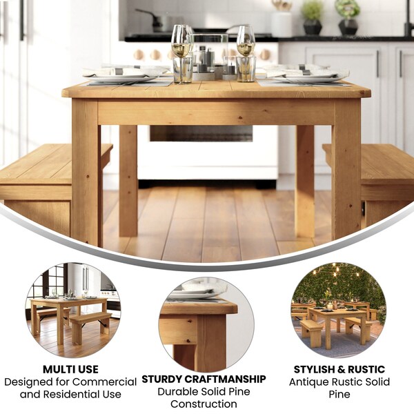 Flash Furniture Rectangle 38 in W, 60 in L, 30 in H, Pine Wood, Pinus Glabra, Light Natural - XA-F-60X38-LN-GG