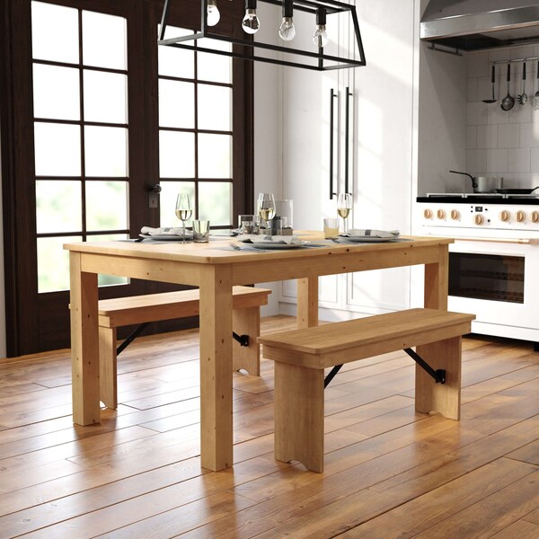 Flash Furniture Rectangle 38 in W, 60 in L, 30 in H, Pine Wood, Pinus Glabra, Light Natural - XA-F-60X38-LN-GG