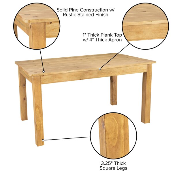Flash Furniture Rectangle 38 in W, 60 in L, 30 in H, Pine Wood, Pinus Glabra, Light Natural - XA-F-60X38-LN-GG