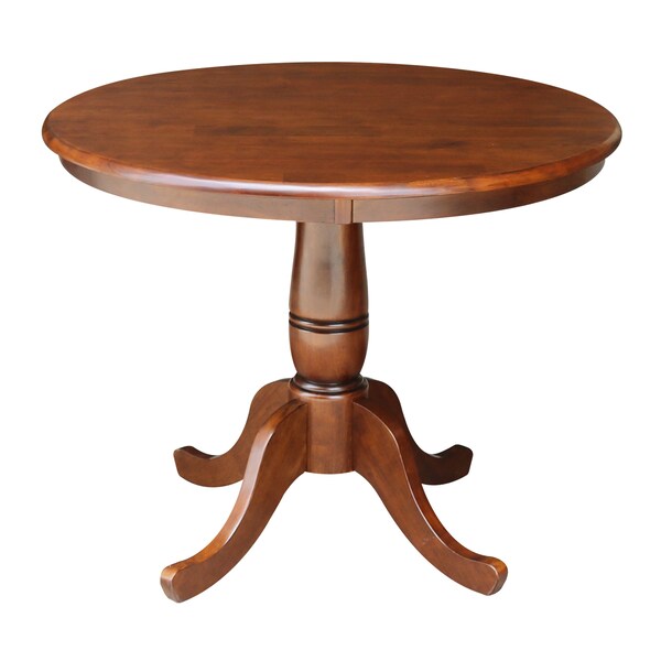 International Concepts Round 36 in Round Top Pedestal Table, 28.9 inH, Espresso, 36 in W, 36 in L, 29.1 in H, Wood - K581-36RT