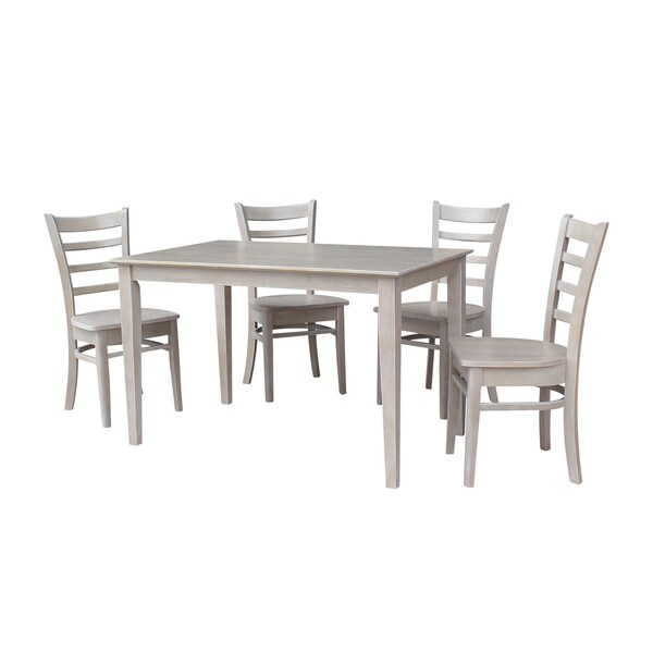 International Concepts Rectangle 30X48 Dining Table with 4 Emily Chairs, Washed Gray Taupe, 30 in W, 48 in L, 30 in H - K09-3048-C617-4