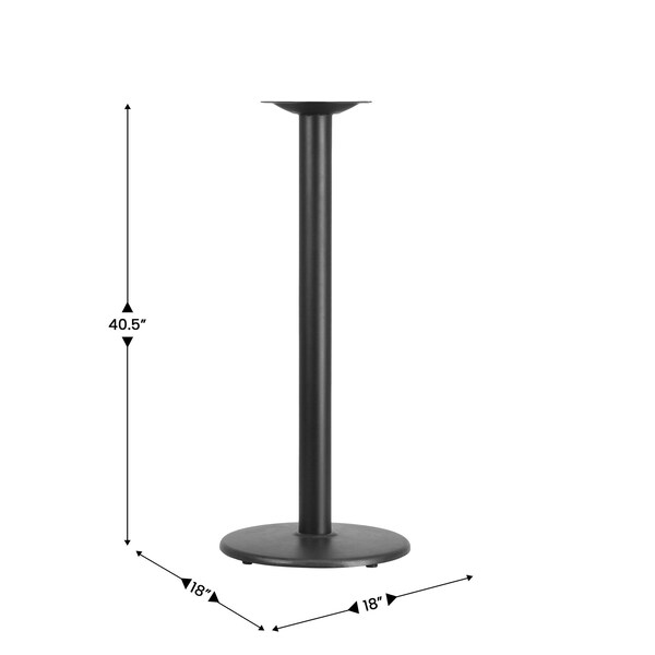 Flash Furniture Round Restaurant Table Base with 3" Dia., 18" W, 18" L, 42" H, Cast Iron, Iron, Black - XU-TR18-BAR-GG