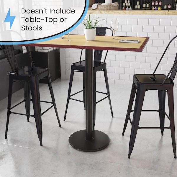 Flash Furniture Round Restaurant Table Base with 3" Dia., 18" W, 18" L, 42" H, Cast Iron, Iron, Black - XU-TR18-BAR-GG