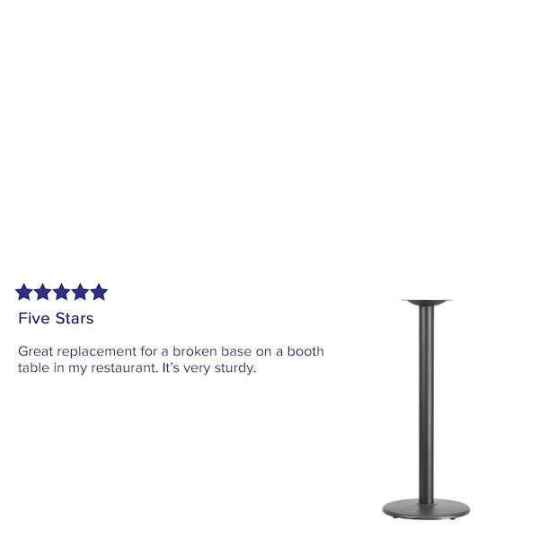 Flash Furniture Round Restaurant Table Base with 3" Dia., 18" W, 18" L, 42" H, Cast Iron, Iron, Black - XU-TR18-BAR-GG