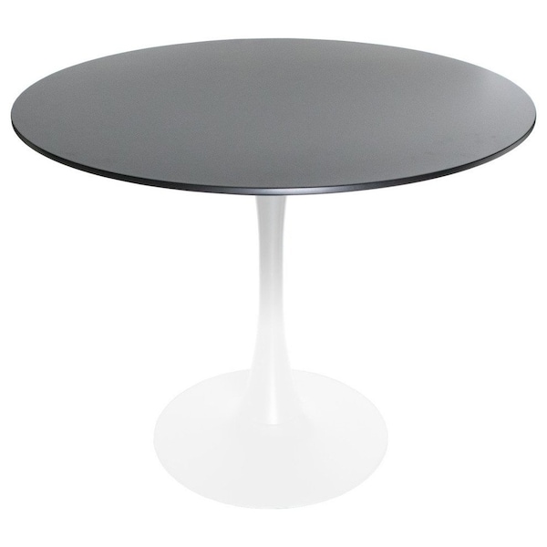 Leisuremod Round 35.43 in W, 28.35 in L, MDF/Iron, White/Black - BTW-35BL