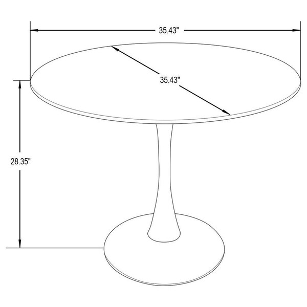 Leisuremod Round 35.43 in W, 28.35 in L, MDF/Iron, White/Black - BTW-35BL