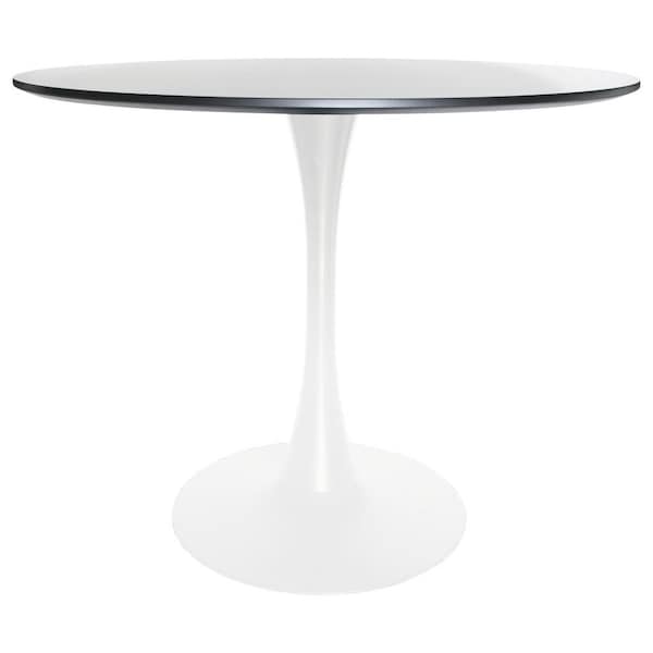 Leisuremod Round 35.43 in W, 28.35 in L, MDF/Iron, White/Black - BTW-35BL