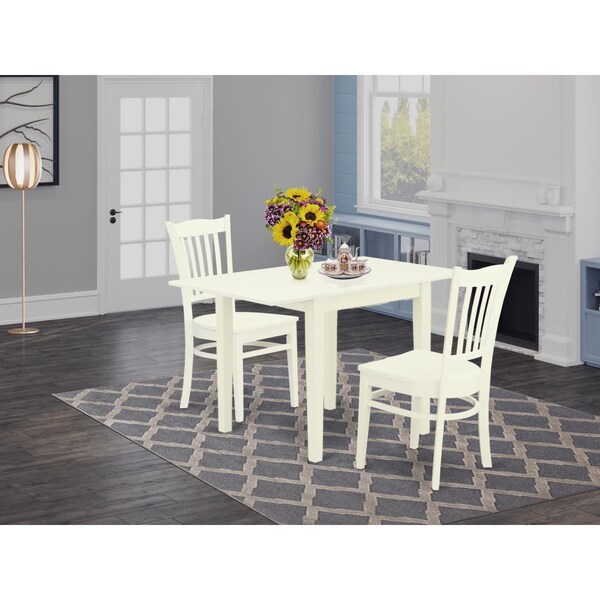 East West Furniture 3 Piece Norden Dining Table Set - Linen White - NDGR3-LWH-W