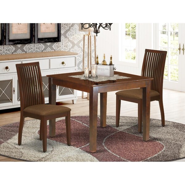 East West Furniture 3 Piece Oxford Dinette Set - Mahogany - OXIP3-MAH-C