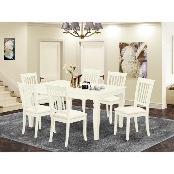 East West Furniture 7 Piece Weston Dinette Set - Linen White - WEDA7-WHI-C