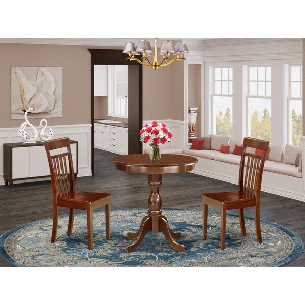 East West Furniture 3 Piece Eden Modern Dining Table Set - Mahogany - ESCA3-MAH-W
