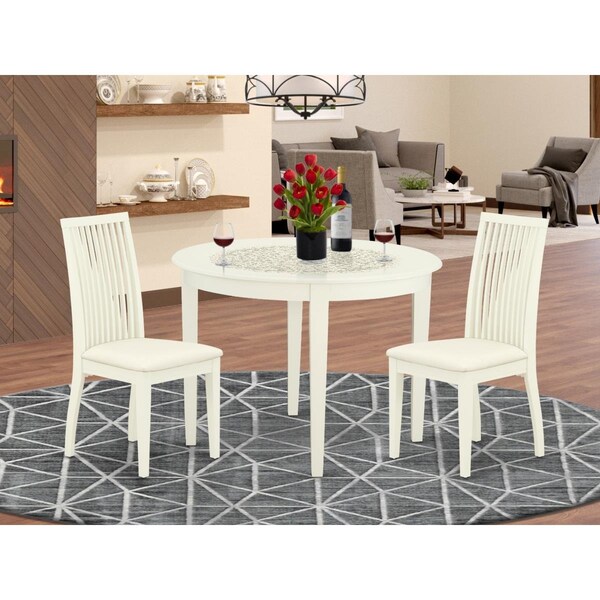 East West Furniture 3 Piece Boston Dinette Set - Linen White - BOIP3-WHI-C